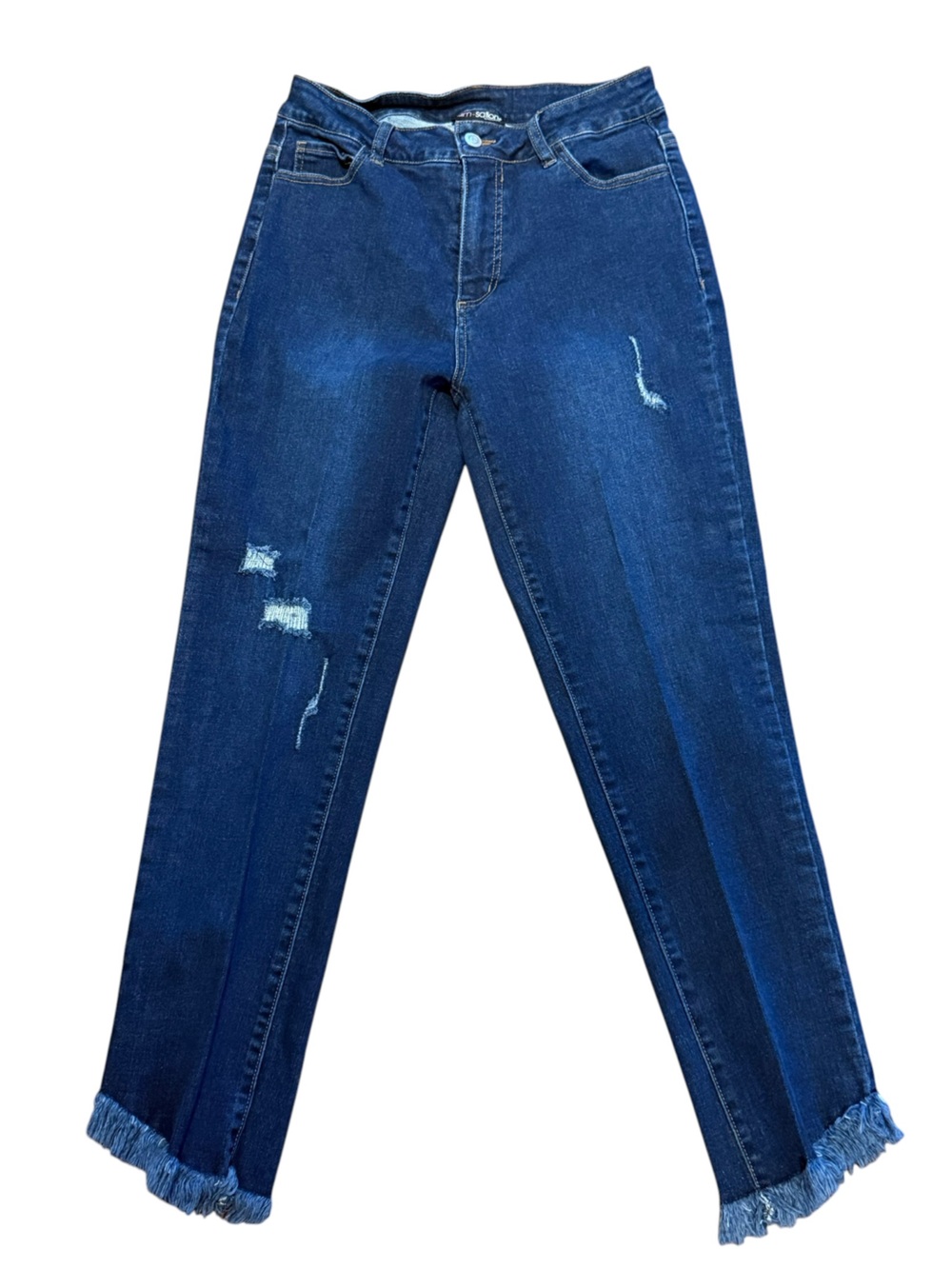 Multiples Slim Sation Women’s Size 6 Dark Blue Distressed Ankle Jeans